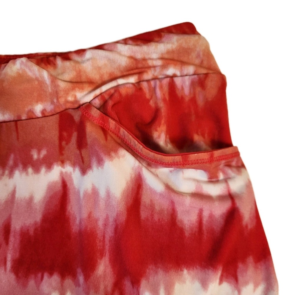 Chico's 3 Weekends Womens Knit Skort Sz XL Tie Dye Red Orange Pink Stretch Skirt - Picture 10 of 16